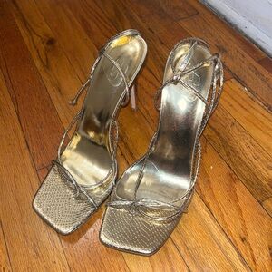 Elegant Gold Strappy Women's Heels